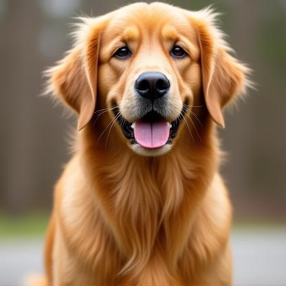 Golden retriever with a shiny, clean coat posing after bath