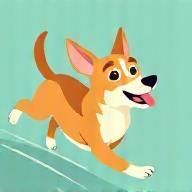 Illustration of a happy dog running towards owner